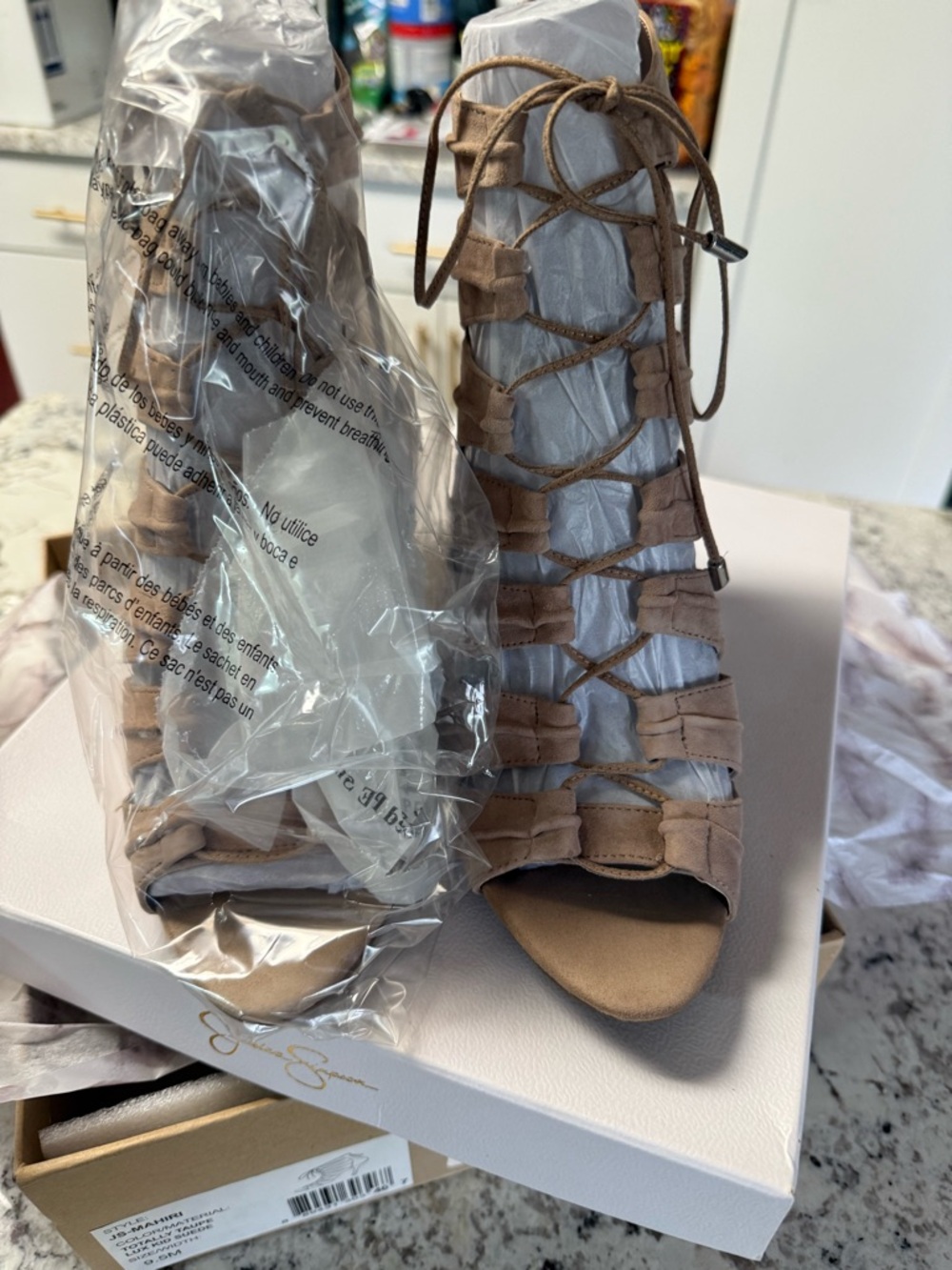 Beige Lace-Up Gladiator Sandal - Women - Picture 2 of 6
